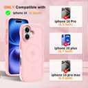 4 x Hualele Magnetic for iPhone 16 Case, Compatible with MagSafe, Military Grade Dropproof Translucent Matte Back Cute Curly Wave Edge Slim Phone Case for iPhone 16, Light Pink