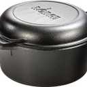 Lodge Cast Iron Double Dutch Oven - Pre-Seasoned 2-in-1 Cast Iron Cookware - Pot & Skillet Combo - Even Heat Retention - Oven-Safe, Versatile Pot - 5 Quart