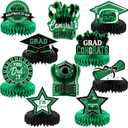 Yisong 10 Pcs 2026 Graduation Centerpieces Green, Black Honeycomb, 20 x 20 cm/ 7.8 x 7.8 inches