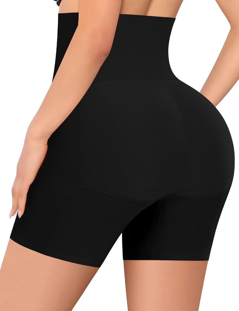 DERCA Butt Lifter Panties Padded Underwear for Women Seamless Booty Pads Hip Enhancer Panty (Large, #2 Black (Tummy Control))