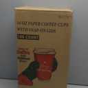 100 Pack 16 oz Christmas Disposable Coffee Cups with Snap-on Lids - for Hot or Cold Drinks, Paper Coffee Cups for Xmas Holiday Table Decorations Party Supplies, 5 Assorted Christmas Styles