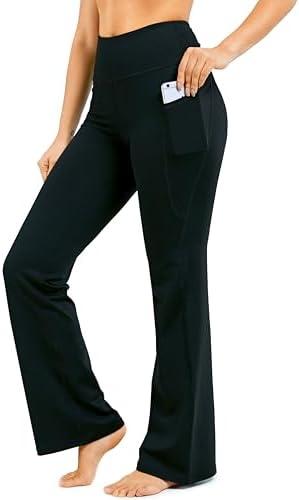 28"/30"/32"/34" Inseam Women's Bootcut Yoga Pants Long Bootleg High-Waisted Flare Pants with Pockets, S