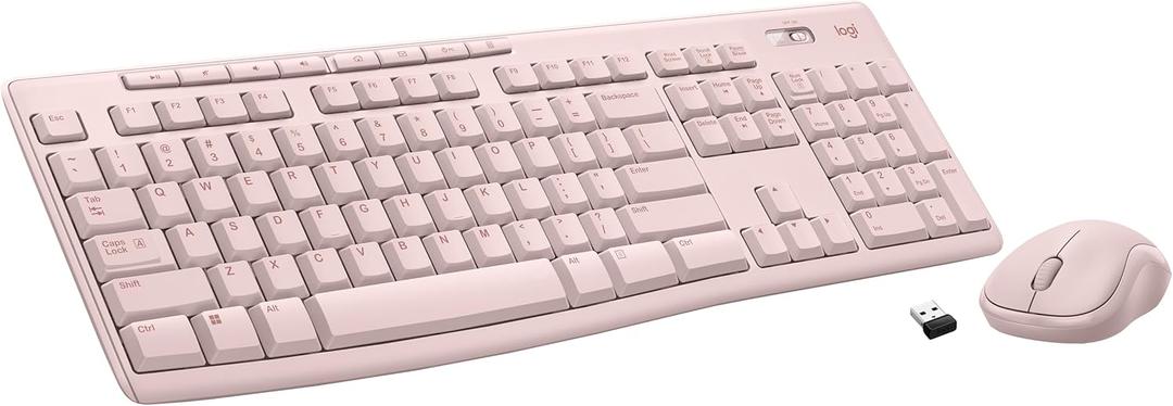 Logitech MK270 Wireless Keyboard and Mouse Combo for Windows, 2.4 GHz, 8 Multimedia Keys, PC, Laptop, Wireless Keyboard Compact Mouse Combo - Rose (1 Pack)