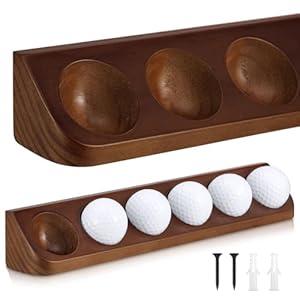 Wooden Golf Ball Display Case Black Ball Holder Wall Mount Stand Wall Mountable Shelf for Collector Sports Memorabilia Decoration Supplies (Black)