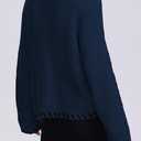 Cakulo Womens Cropped Cardigan Sweaters Bell Sleeve Trendy Fall Chunky Knit Cardigans 2025 Open Front Sweater Coats (Blue, XL)