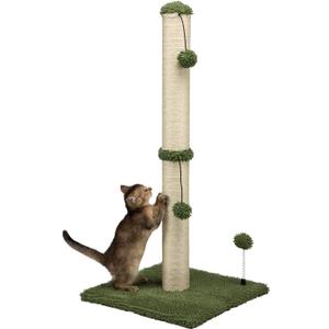 MECOOL 34 Tall Cat Scratching Post Premium Basics Kitten Scratcher Sisal Scratch Posts Trees with Hanging Ball for Indoor Cats (34 inches for Adult Cats, Cactus Green)