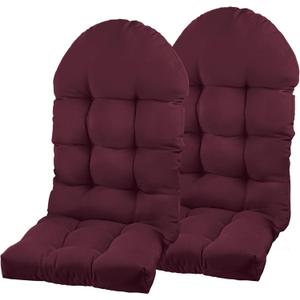 Adirondack Chair Cushion, Rocking Chair Cushion 44x19.4x4 inch, High Back Patio Cushions of Upper and Lower with Ties, Sunscreen and Fade-Resistant (Beaujolais, 2)