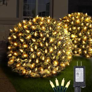 120Led Christmas Net Lights Outdoor 5ft x 6ft Connectable, 8 Modes Waterproof Black Wire 29V Plug in Mesh Net Christmas Lights for Garden, Yard, Bushes, Trunk, Xmas Tree Decor (Warm White)