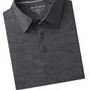 M MAELREG Golf Shirts for Men Short Sleeve Heather Jacquard Textured Stretch Moisture Wicking Performance Mens Polo Shirts (Black, XL)