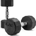 CAP 15 LB 12-Sided Rubber Coated Dumbbell Weight, Rubber Free Weights for Home Gym Strength Training, Chrome Handle, Pair