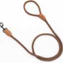 Mile High Life Dog Leash, Braided Cotton Rope Leashes with Leather Tip - Heavy Duty Metal Clasp, 4FT, 1/2" Thick - Wedding, Walking & Training Leash for Small Medium Large Dogs (Dark Brown)