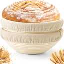 Bread Proofing Baskets Set of 2 10 inch Round Dough Proofing Bowls W/Liners Perfect for Home Sourdough Bakers Baking (10Inch, Round)