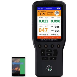 Air Quality Pollution Monitor, Formaldehyde Detector, Temperature & Humidity Meter, Sensor, Tester; Detect PM2.5/PM10/PM1.0 Micron Dust, Test Indoor TVOC Volatile Organic Compound Gas; eBook