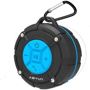ASIYUN Shower Speaker, IPX7 Waterproof Bluetooth Speaker, Loud HD Sound, Portable Wireless Speaker with Suction Cup & Sturdy Hook, Built-in Mic, for Shower, Pool, Beach, Outdoor(Blue)