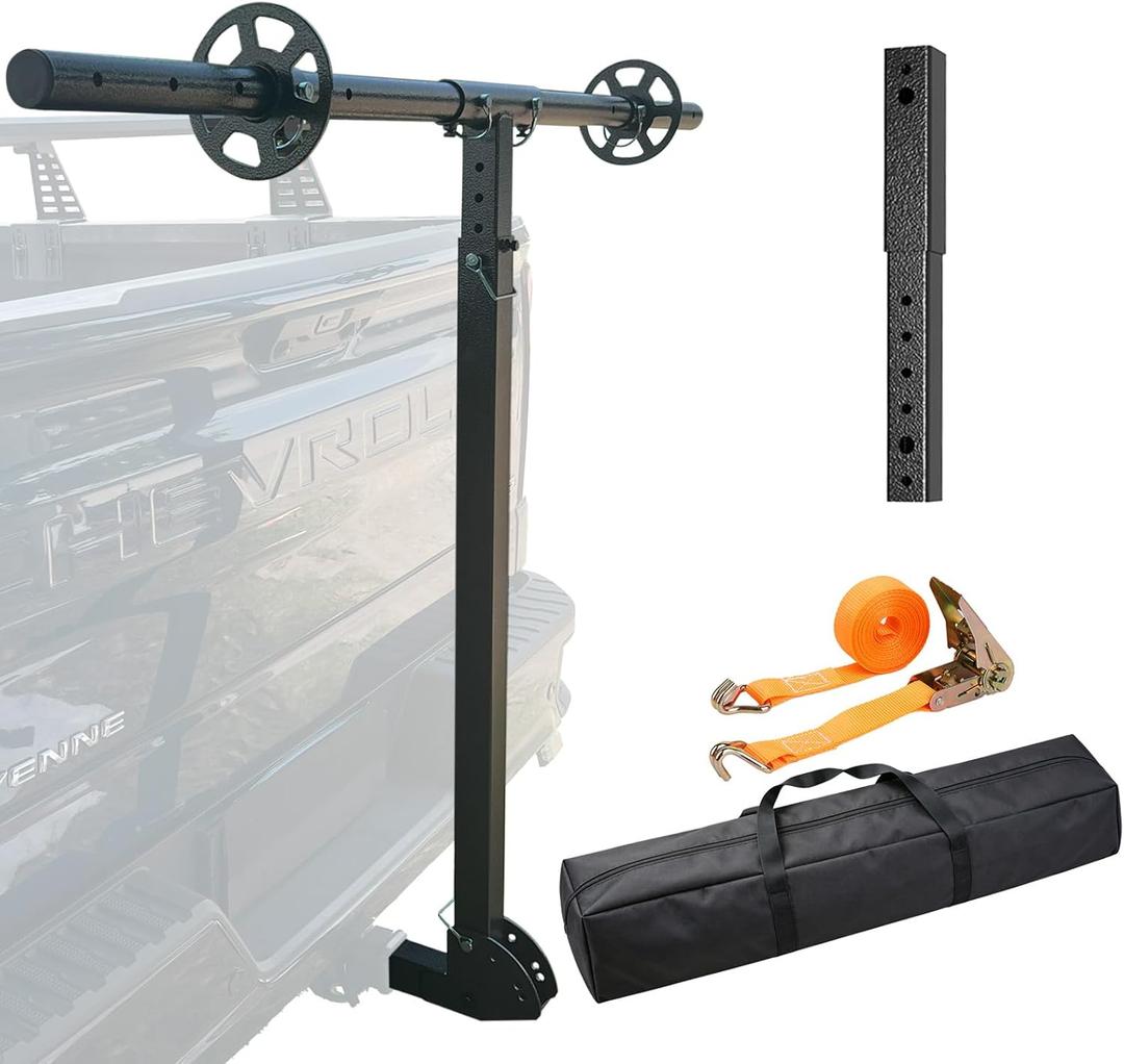 Truck Bed Extender Hitch Mount | Adjustable 4-Position Hitch Extender, Bed Extenders for Trucks & SUV, Ideal for Kayaks, Ladders, Lumber & Oversized Cargo, Reflective Tape