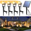 APONUO Solar Spot Lights Outdoor 4-in-1 Solar Landscape Lights Dusk to Dawn Solar Uplights IP65 Waterproof 9.8ft Cable Outdoor Spot Lights for Yard Pathway Garden Tree Decoration (Warm White)