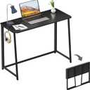 WOHOMO Folding Desk, 39.4" Narrow Writing Foldable Desk, Space-Saving Laptop Table, Easy Assemble Workstation for Home Office, Black, Large Size:39.4 x 15.7