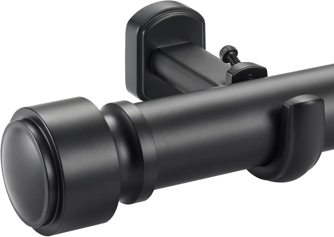 Heavy Duty Non- Adjustable 108In/9Ft Curtain Rods for Windows, Matte Black