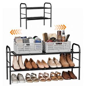 Nuovoware Expandable Shoe Rack, 2-Tier Metal Shoe Storage Organizer
