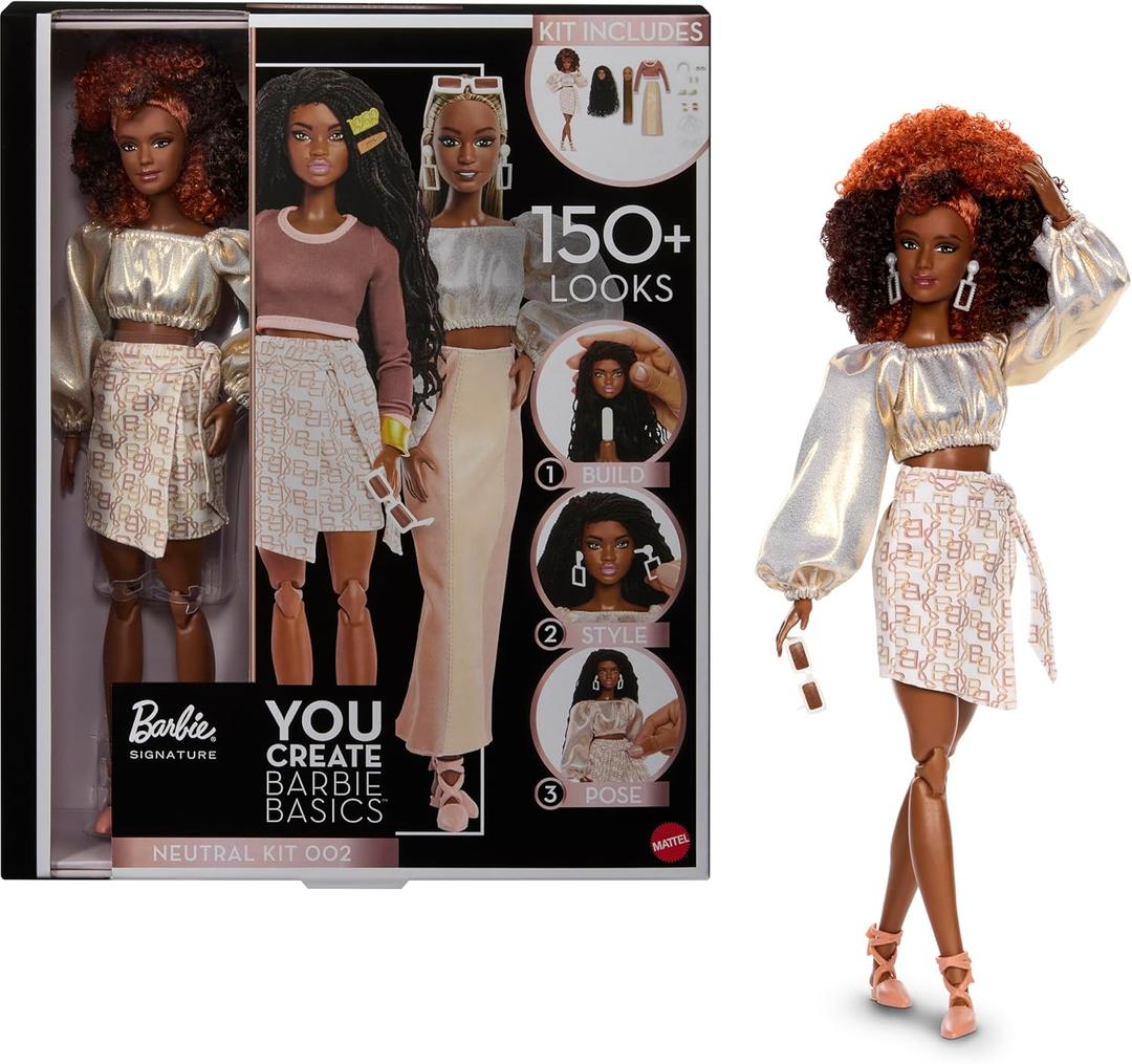 Barbie Basics You Create Neutral Kit 002 with Customizable Fashion Doll & Universal-fit Clothing, Posable Body & Swappable Doll Head