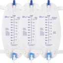 Easy-Tap Leg Bag Urinary Drainage Bag, 1000ml, Anti-Reflux Valve, Cloth Straps, Easy Flip Drain (Pack of 3)