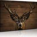 Rustic Deer Wall Art for Living Room Deer Pictures Wall Decor Farmhouse Wildlife Animal Painting Elk Portrait Canvas Prints Wood Grain Country Cabin Decor for Bedroom Office Home Decoration 24x36"