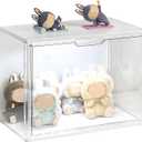 BOHOIDEE 14.17"X10.63"X8.66" Clear Display Case for Figures with Lights, Acrylic Storage Organizers Box with Magnetic Door, Large Dustproof Showcase for Collectibles Action Figure