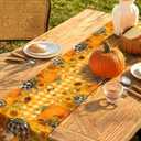 Pumpkin Plaid Fall Table Runner - 13"72" Thanksgiving Table Runner with Sunflower for Fall Decor, Seasonal Harvest Autumn Thanksgiving Decorations for Home, Dining Room, Kitchen, Parties