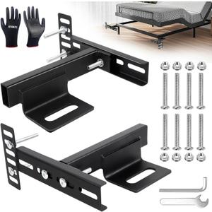 Adjustable Headboard Brackets - Headboard Bracket Kit for Metal Bed Frame, Compatible with Single, Queen and King Beds - Universal Wall Mount Bracket (Black)