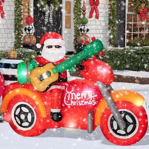 7.0 FT Christmas Inflatable Santa Claus with Motorcycle, Blow up Santa Yard Decoraations, Unique Lighted Xmas Decorations for Indoor Outdoor Yard Garden Lawn Holiday Party Decor
