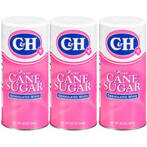 C&H Granulated Sugar, 20 oz Canister Premium Pure Cane Sugar, BB Date 07/19/2027 And 05/24/2028 (Pack of 3)