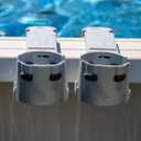 2-Pack Cup Holders for Above Ground Pool | Adjustable Drink Holder for Square Top Pools Only | Grey | Must-Have Pool Accessories | Use for Boat, Deck, Balcony | Made in Canada