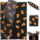 Whaline 100 Pieces Candy Corn Tissue Paper Halloween Theme Gift Wrapping Paper Colorful Packaging Paper DIY Art Craft Paper for Home Holiday Birthday Trick or Treat Party Gift Decor, 14 x 20 Inch