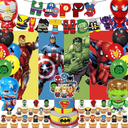 xisudwwdj 55 Pcs Hero Party Decorations,Birthday Decorations Include Banners,Cake Topper,Cupcake Topper,Latex Balloon,Shaped Aluminum Balloon,Backdrop Super Movie Theme Party