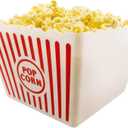 Novelty Place Plastic Red & White Striped Classic Popcorn Containers for Movie Night - 9.25" Square x 5.9" Deep (2 Pack)