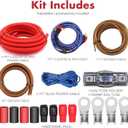 0 Gauge CCA Amplifier Wiring Kit 3000W Complete - Copper Clad Aluminum Car Audio Power Cable with Fuse Holder & RCA | for Subwoofer Amp Install