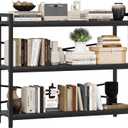 3 Tier Bookshelf 39.37" Width, Dorm Desk Hutch, Desk Shelf, Long Industrial Bookcase, Wooden Large Book Shelf for School Home Living Room Bedroom Office Storage(Black)
