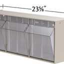 Akro-Mils TiltView Plastic Storage Cabinet with 3 Tilt Out Bins, Horizontal Plastic Parts Organizer, Teacher Toolbox, and Office Supply Organizer, 23-5/8" W x 9-7/16" H x 7-7/8" D, Stone