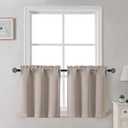 Gwine 24 Inch Long Tier Curtains for Small Window, Short Blackout Kitchen Curtains Over Sink, Half Window Drapes for Bedroom Bathroom Basement, 2 PCS, Each 30" Wx24 L, Stone