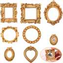 2 x Vintage Mini Picture Frame 7 PCS Set Mini Gold Frames Baroque Antique Resin Tabletop Jewelry Display Small Photo Frames Miniature Tiny Frame Wall Hanging for DIY Christmas Home Decor Gift