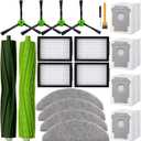 Replacement Parts Accessories for iRobot Roomba Combo i5, i5+, j5, j5+ Robot Vacuum Cleaner, 1 Set of Roller Brush & 4 Filters & 4 Mop Pads & 4 Vacuum Bags & 4 Side Brushes