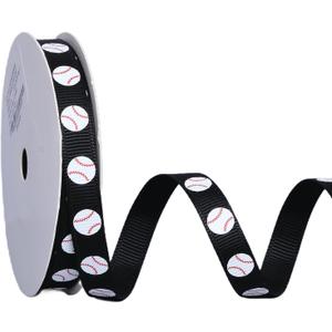 Ribest Baseball Ribbon, 3/8 Inch Grosgrain Sports Ribbon for Crafts Hair Bows Gift Wrapping Team Decor Party Decorations, Black/White/Red, 10 Yards 2 Pack