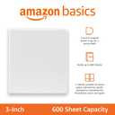 Amazon Basics 3 Ring Binders, 3 Inch D-Ring Organizer for School, Home Office, Paper Storage, White, 2 Pack