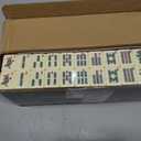 Yellow Mountain Imports American Mahjong Tiles, “Ivory Stripes” - 166 Melamine Pieces with Chinese Characters, Western Letters & Numerals, Tiles-Only Set