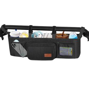 Guiseapue Double Stroller Organizer with 2 Insulated Cup Holders: Parent Console Double Jogging Stroller Accessories Fits for Baby Jogger City Mini GT2 and Jeep Double Stroller