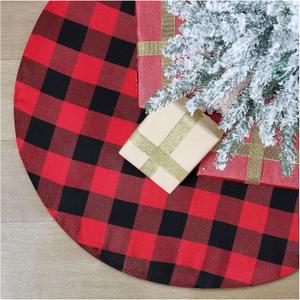 SoarDream Christmas Plaid Tree Skirts Small 36 Inches Red and Black Buffalo Checked Tree Skirts Mat for Xmas Home Holiday New Years Party Decoration