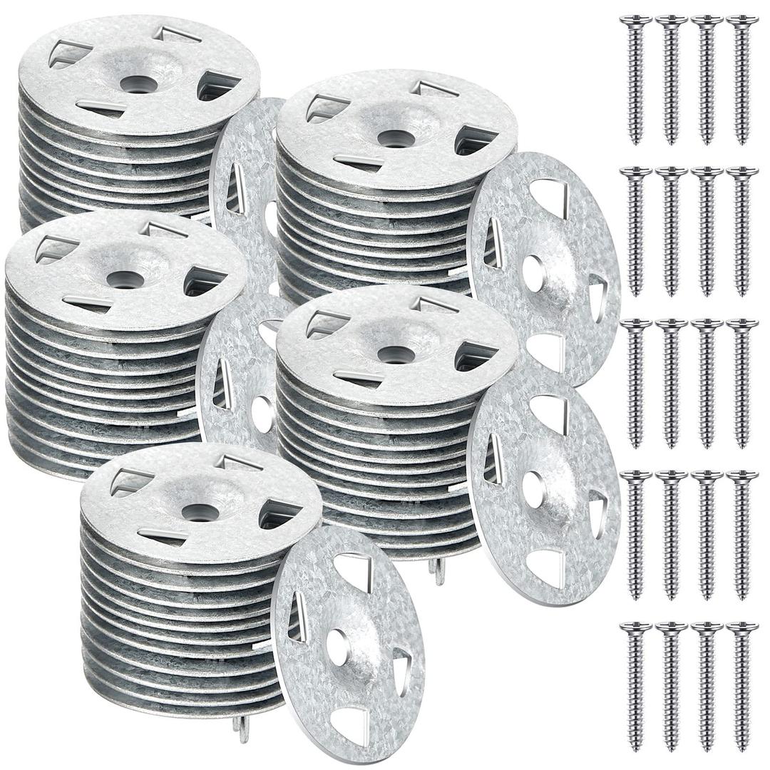 Fastener Kit Board Hardware Set, Includes 1-1/8 Inch Galvanized Steel Washers and Stainless Steel Screws for Fixing Fastening Installation(400 Pcs)
