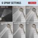 Delta Faucet ProClean Brushed Nickel Shower Head with Handheld, Showerhead with High Pressure Spray, Handheld Shower Head, 6 Spray Settings, SpotShield Brushed Nickel 75740SN