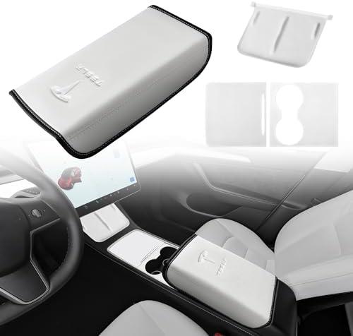 POKUNG Center Console Cover 3Pcs Designed for Tesla Model 3/Y 2021-2025(Not for Model 3 Highland/Model Y Juniper),Center Console Accessories for Model 3/Y Interior White
