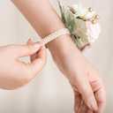 Ling's moment 2pcs Prom Wrist Corsage Artificial Flowers, Girl/Mother Corsages Wristlet Décor for Homecoming/Wedding/Anniversary, etc. Dusty Rose
